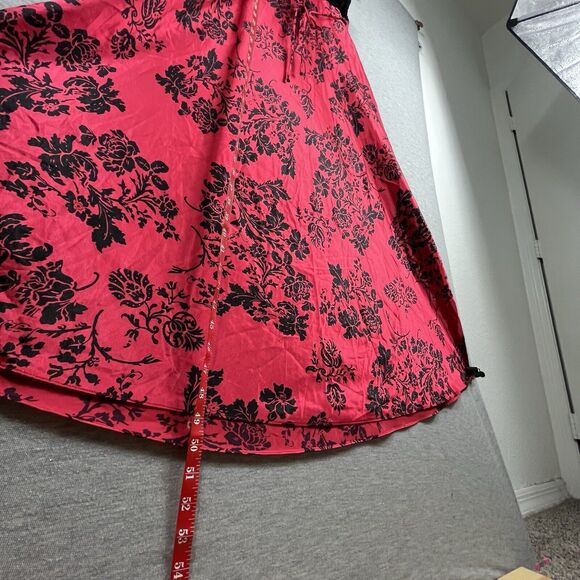 In Bloom by Jonquil RED/BLACK FLORAL Chemise VELVET Trim Lace Size Small S - Picture 11 of 11